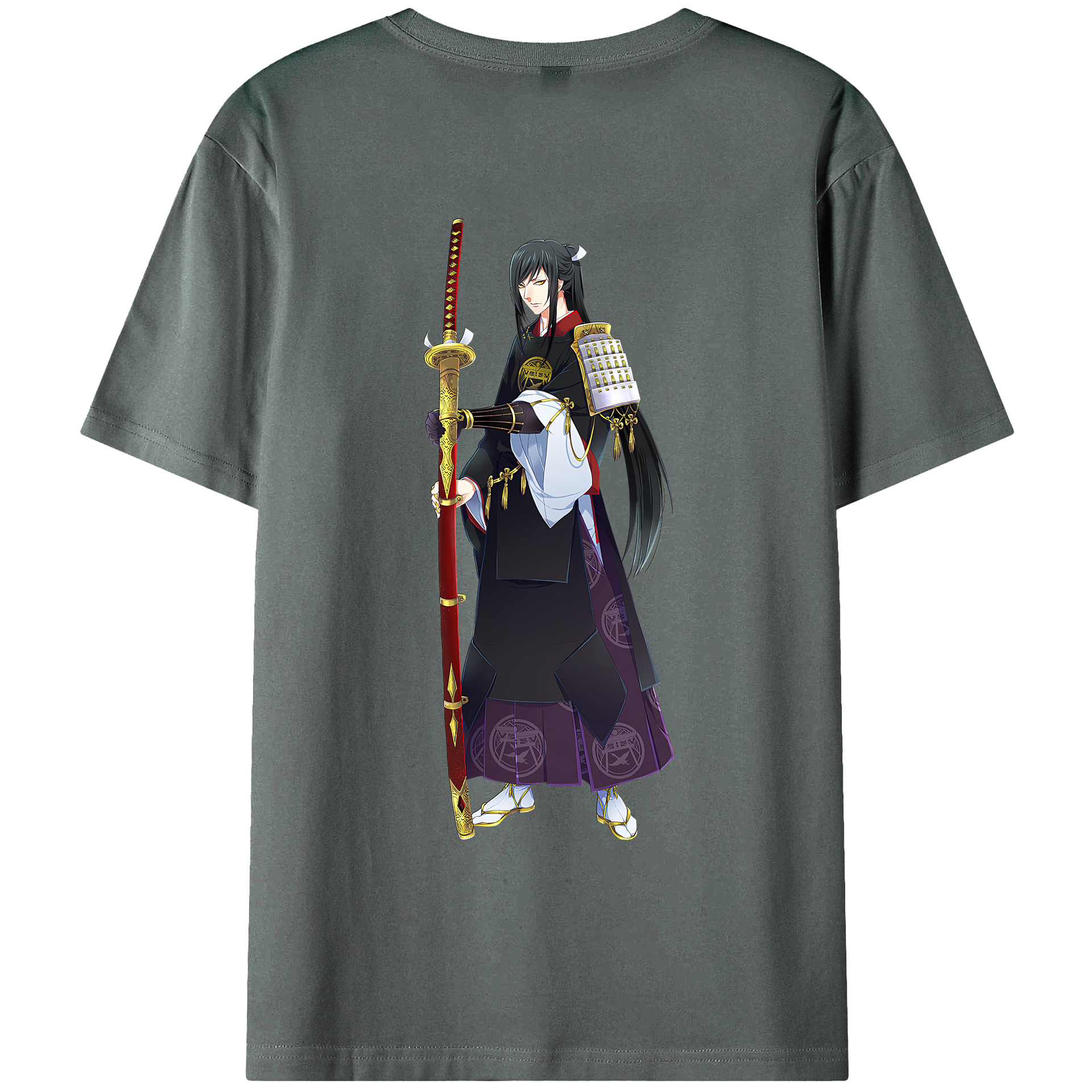 （画像用） 刀剣乱舞 Touken Ranbu 綿100％ メンズ半袖Tシャツ（バックプリント） 通気性